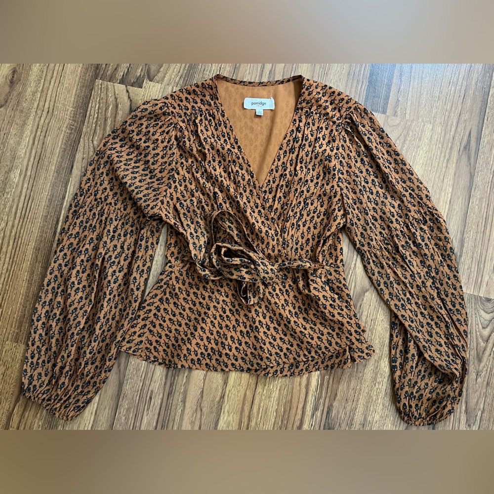 Anthropologie Porridge Wrap Around Blouse Size Large, Like New Worn Once